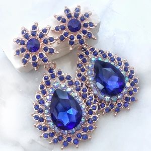Cherryl’s Jewelry - Dark Blue Austrian Crystal Chandelier Earrings Cherryl’s Jewelry - Dark Blue Austrian Crystal Chandelier Earrings